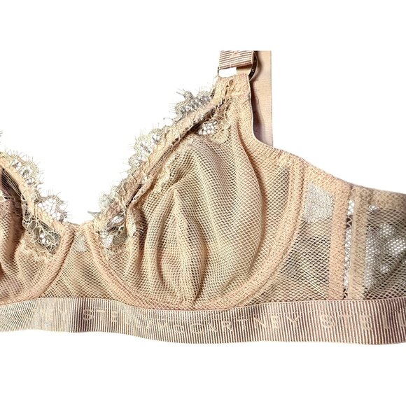 Stella McCartney Lace & Mesh Underwire Bra 36A Nude Pink Adjustable Straps New - Picture 3 of 7